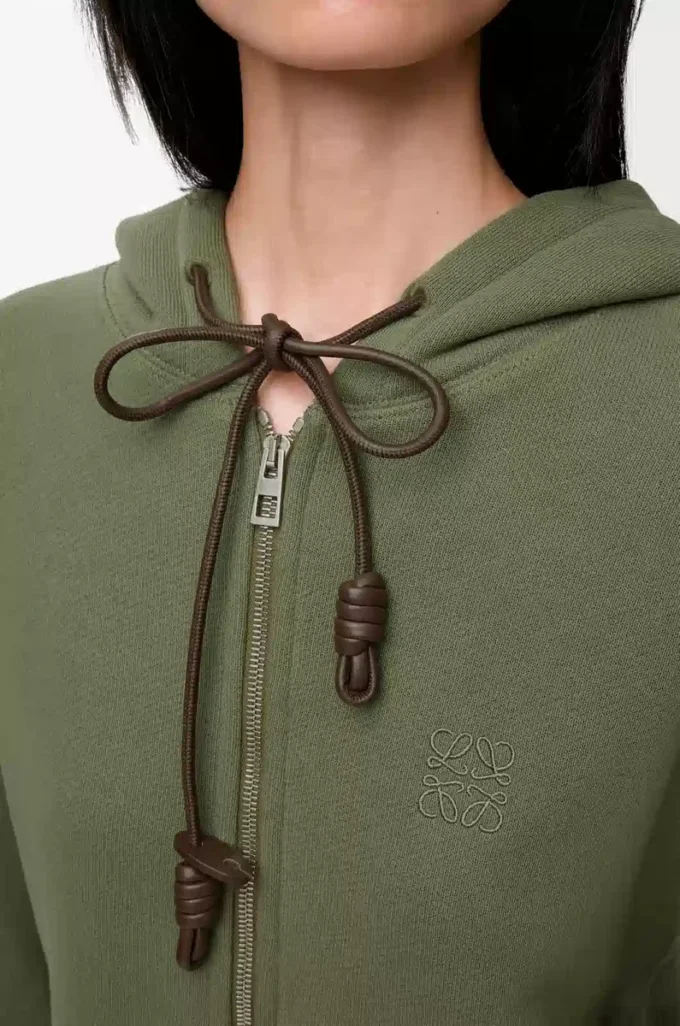 Sudadera con capucha Flamenco de algodón y cachemira Verde caqui