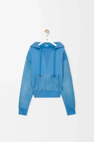 Sudadera con capucha híbrida de algodón y piel de cordero napa Azul Sudadera con capucha híbrida de algodón y piel de cordero napa Azul