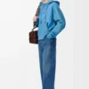 Sudadera con capucha híbrida de algodón y piel de cordero napa Azul Sudadera con capucha híbrida de algodón y piel de cordero napa Azul