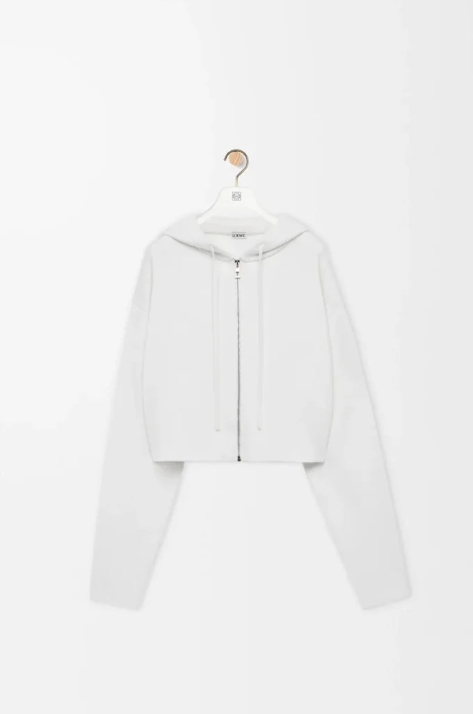 Sudadera con capucha y cremallera Anagram de lana Blanca