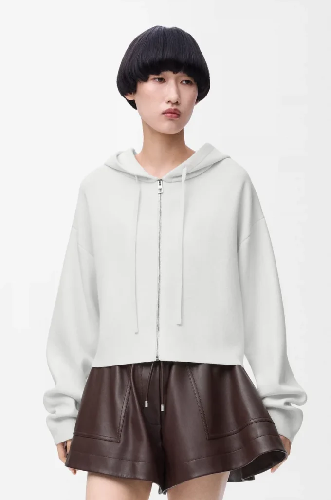 Sudadera con capucha y cremallera Anagram de lana Blanca