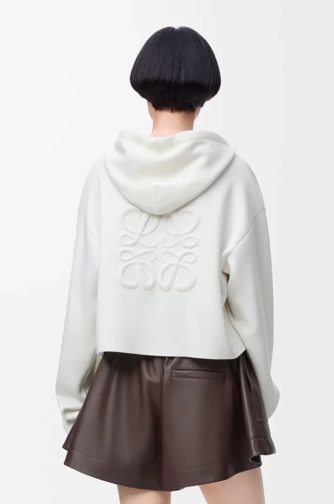Sudadera con capucha y cremallera Anagram de lana Blanca