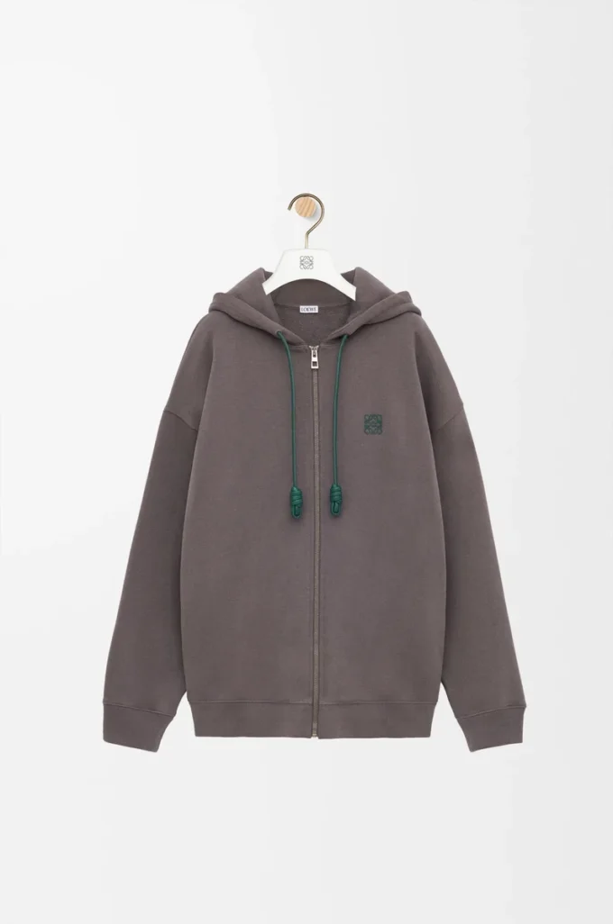 Sudadera con capucha y cremallera de algodón Gris oscuro Sudadera con capucha y cremallera de algodón Gris oscuro