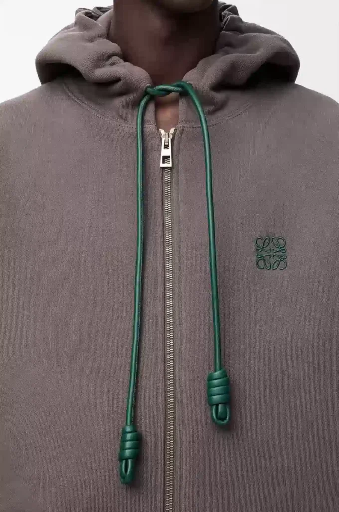 Sudadera con capucha y cremallera de algodón Gris oscuro Sudadera con capucha y cremallera de algodón Gris oscuro
