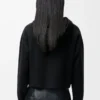 Sudadera con capucha y cremallera de lana.