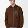 Sudadera con capucha y cremallera de lana marrón Sudadera con capucha y cremallera de lana marrón