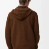 Sudadera con capucha y cremallera de lana marrón Sudadera con capucha y cremallera de lana marrón