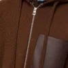 Sudadera con capucha y cremallera de lana marrón Sudadera con capucha y cremallera de lana marrón