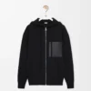 Sudadera con capucha y cremallera de lana. Negro Sudadera con capucha y cremallera de lana. Negro