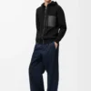 Sudadera con capucha y cremallera de lana. Negro Sudadera con capucha y cremallera de lana. Negro