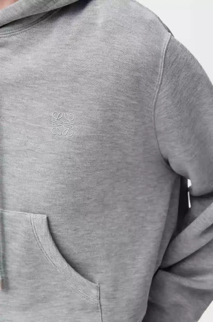 Sudadera con capucha y silueta trapezoidal en mezcla de algodón Gris jaspeado Sudadera con capucha y silueta trapezoidal en mezcla de algodón Gris jaspeado