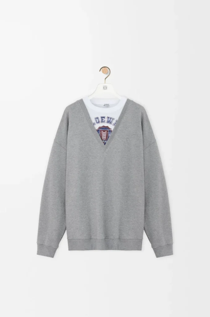 Sudadera de algodón gris jaspeado