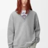 Sudadera de algodón gris jaspeado