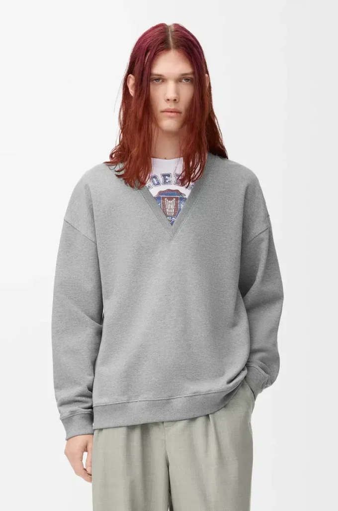 Sudadera de algodón gris jaspeado