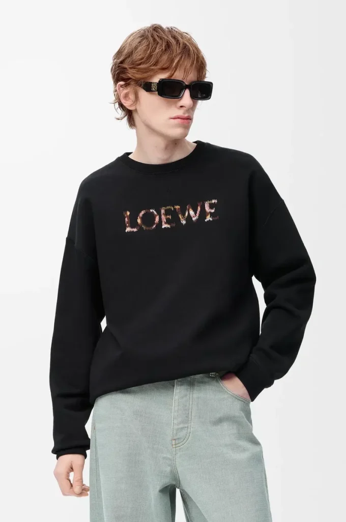 Sudadera de corte regular en algodón negro