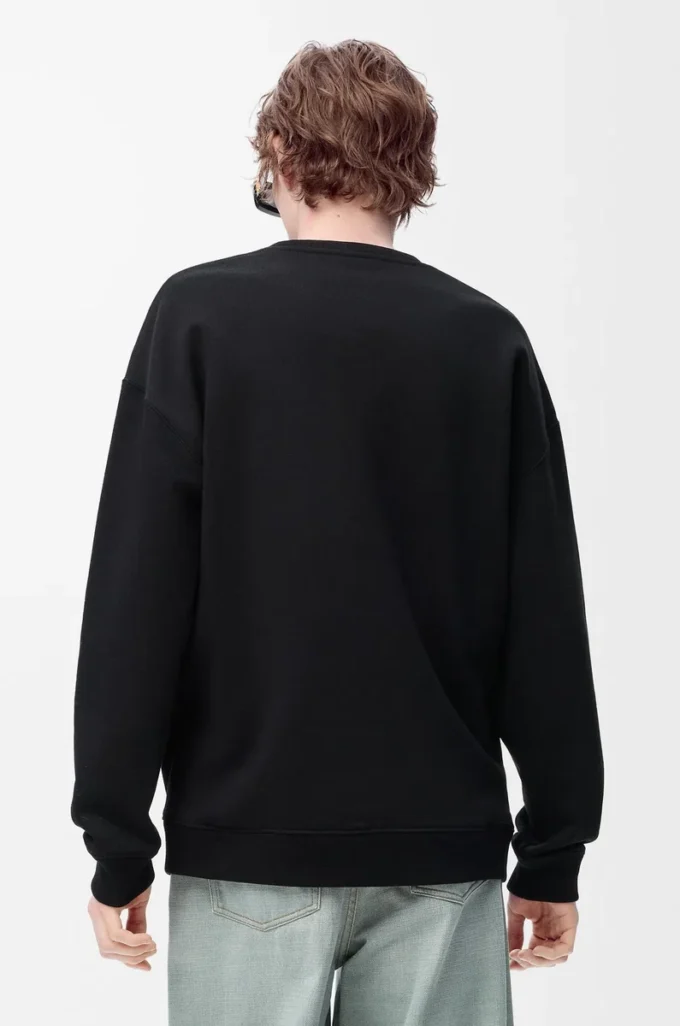 Sudadera de corte regular en algodón negro