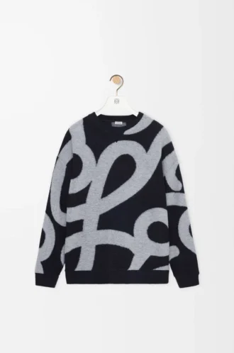 Sudadera de lana y algodón azul marino/gris Sudadera de lana y algodón azul marino/gris