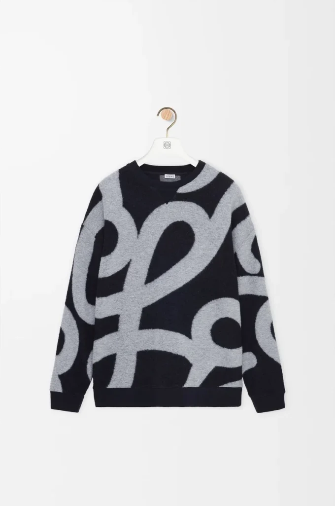 Sudadera de lana y algodón azul marino/gris Sudadera de lana y algodón azul marino/gris