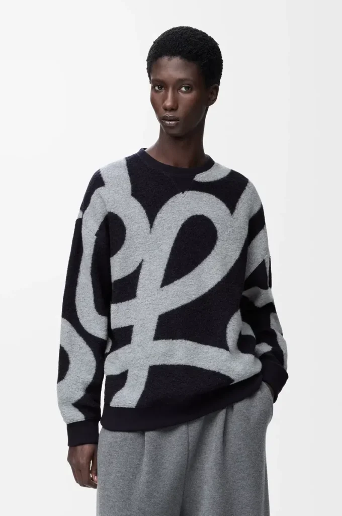 Sudadera de lana y algodón azul marino/gris Sudadera de lana y algodón azul marino/gris