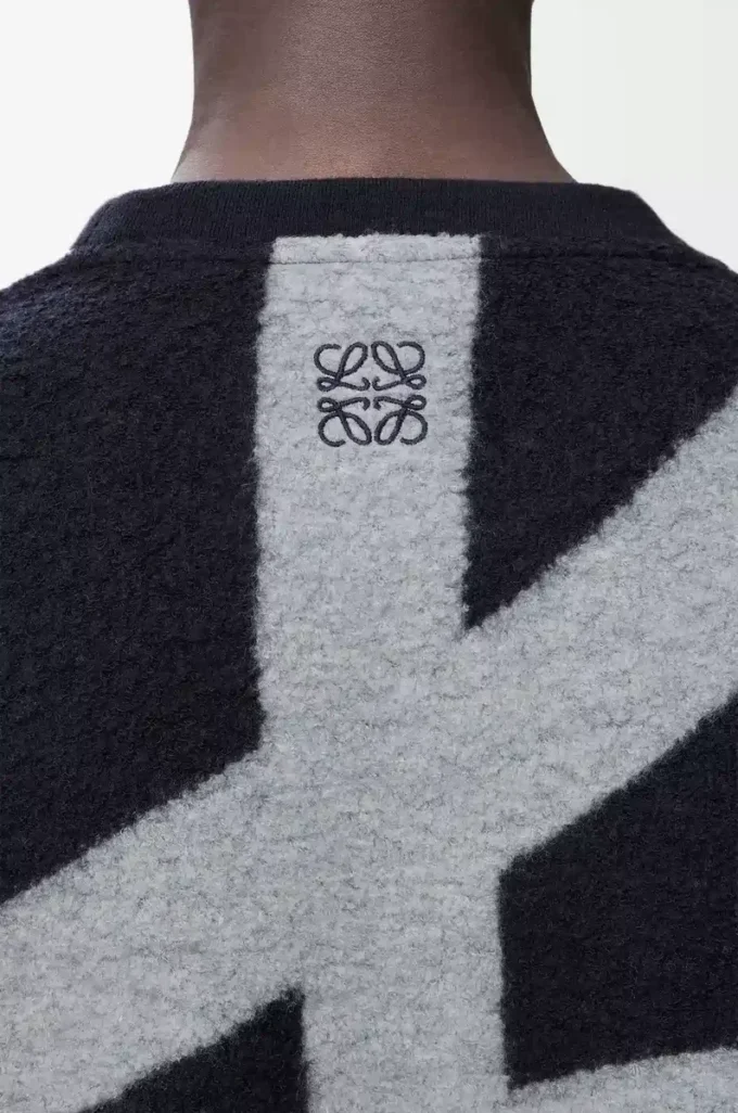 Sudadera de lana y algodón azul marino/gris Sudadera de lana y algodón azul marino/gris