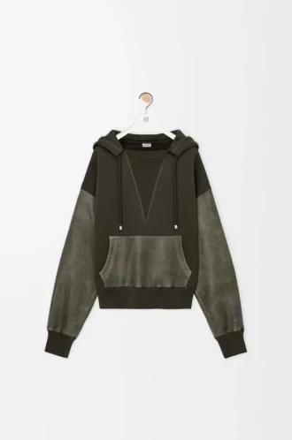 Sudadera híbrida de algodón y piel de cordero napa Verde caqui