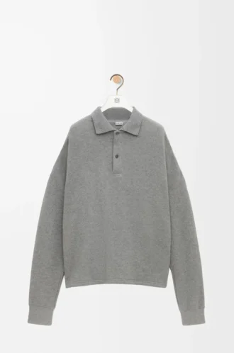 Sudadera polo de algodón y cachemira gris plomo Sudadera polo de algodón y cachemira gris plomo