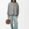 Sudadera polo de algodón y cachemira gris plomo Sudadera polo de algodón y cachemira gris plomo
