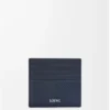 Tarjetero abierto en piel de becerro clásica texturizada Deep Navy Tarjetero abierto en piel de becerro clásica texturizada Deep Navy
