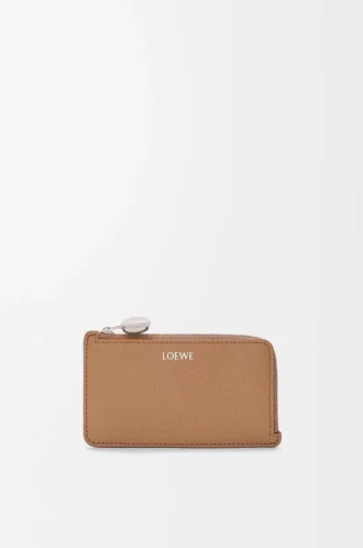 Tarjetero con monedero Pebble en piel de becerro granulada Pebble Mocha