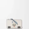 Tarjetero Futurist Cat en piel de becerro clásica Soft White
