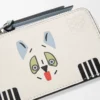 Tarjetero Futurist Cat en piel de becerro clásica Soft White