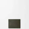 Tarjetero liso Puzzle en piel de becerro clásica Dark Khaki Tarjetero liso Puzzle en piel de becerro clásica Dark Khaki