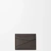 Tarjetero liso Puzzle en piel de becerro granulada flexible Gris oscuro Tarjetero liso Puzzle en piel de becerro granulada flexible Gris oscuro