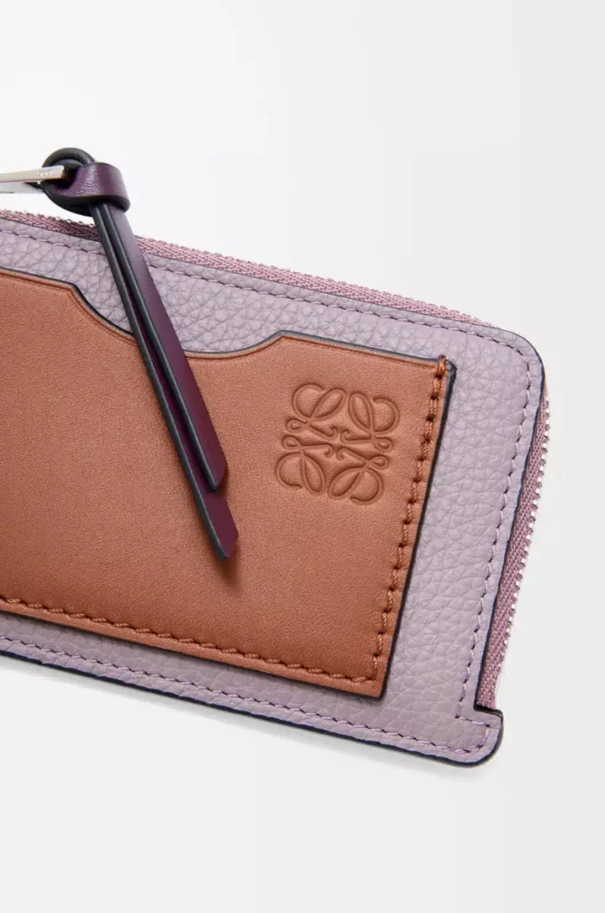 Tarjetero para monedas en piel de becerro granulada suave Dirty Mauve/Squirrel Tarjetero para monedas en piel de becerro granulada suave Dirty Mauve/Squirrel
