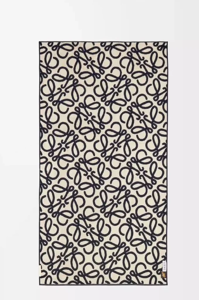 Toalla de algodón azul marino/beige