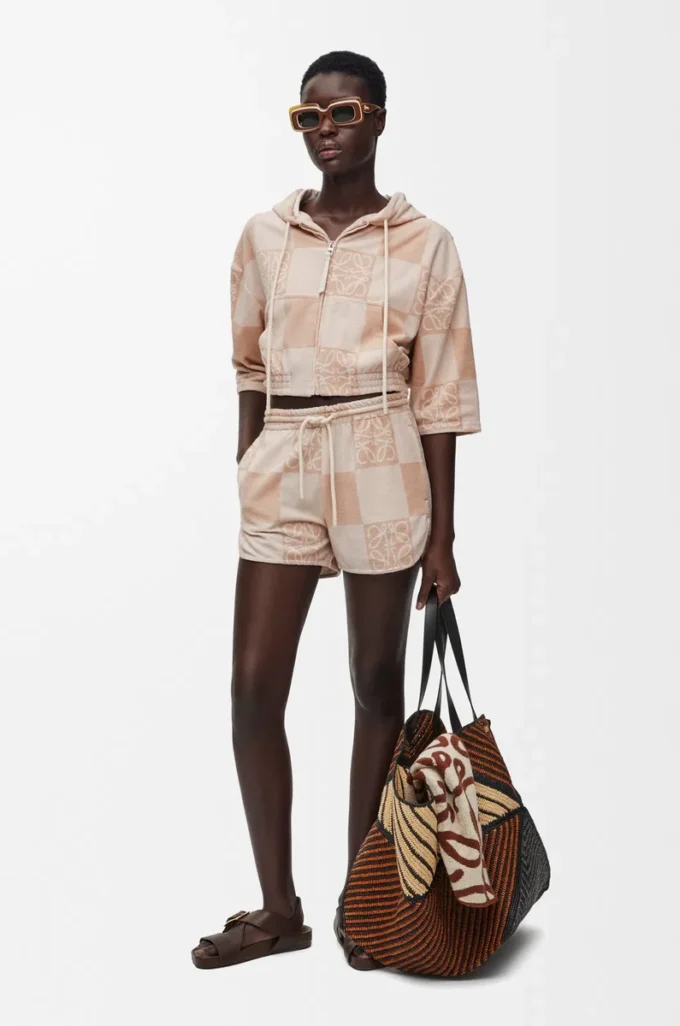 Toalla de algodón marrón/beige