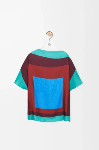 Top con estampado de pañuelo en seda Verde/Rojo/Multicolor