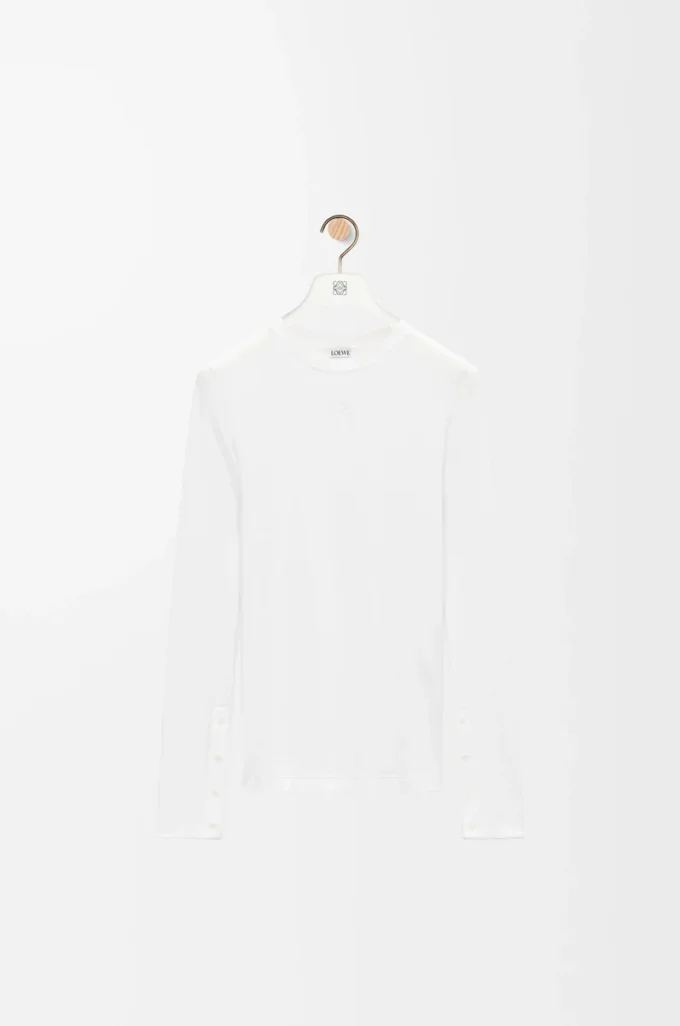 Top de manga larga en modal Blanco Top de manga larga en modal Blanco