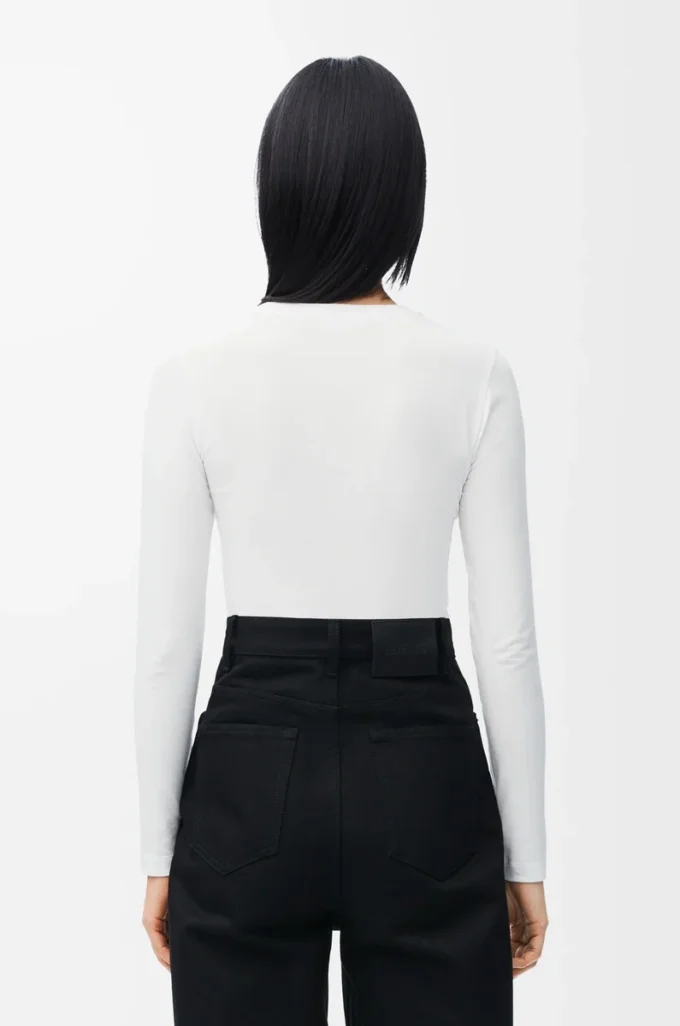 Top de manga larga en modal Blanco Top de manga larga en modal Blanco