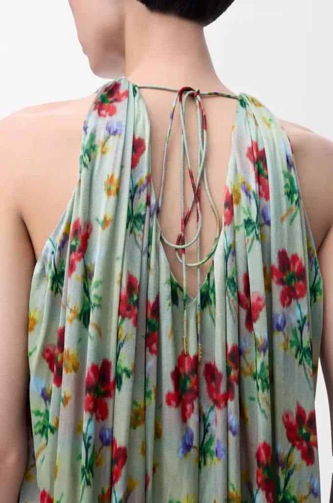 Top halter de viscosa verde/rojo Top halter de viscosa verde/rojo