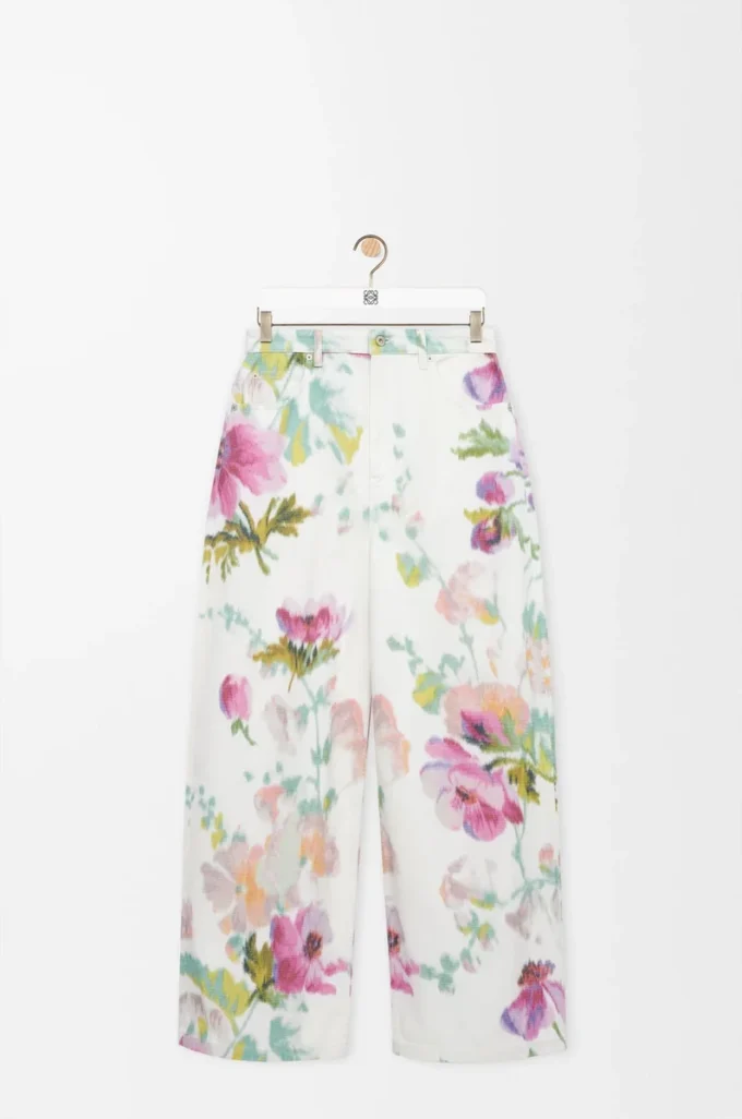 Vaqueros en denim Blanco/Rosa Vaqueros en denim Blanco/Rosa
