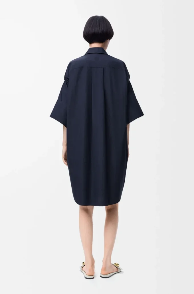 Vestido camisero de algodón azul marino