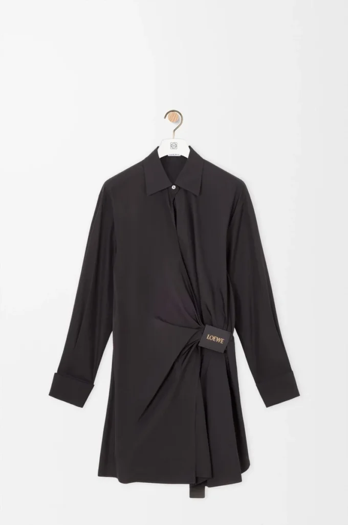 Vestido camisero de algodón Negro