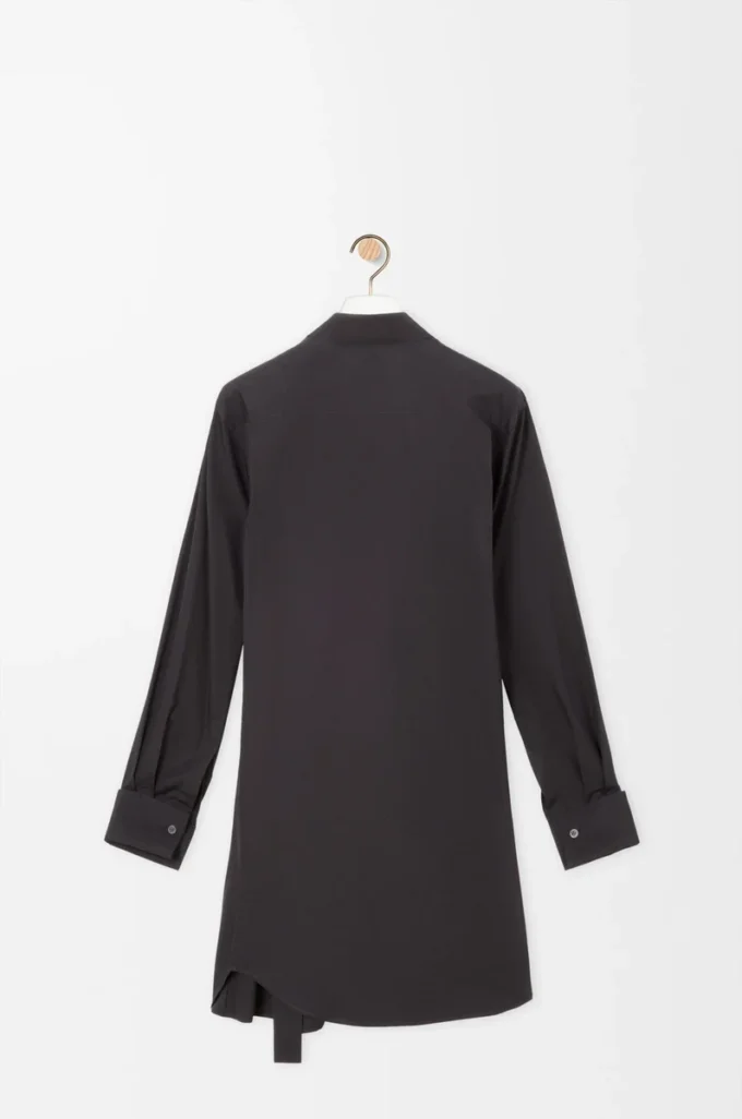 Vestido camisero de algodón Negro