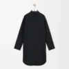 Vestido camisero de seda negro