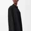 Vestido camisero de seda negro