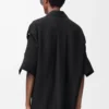 Vestido camisero de seda negro