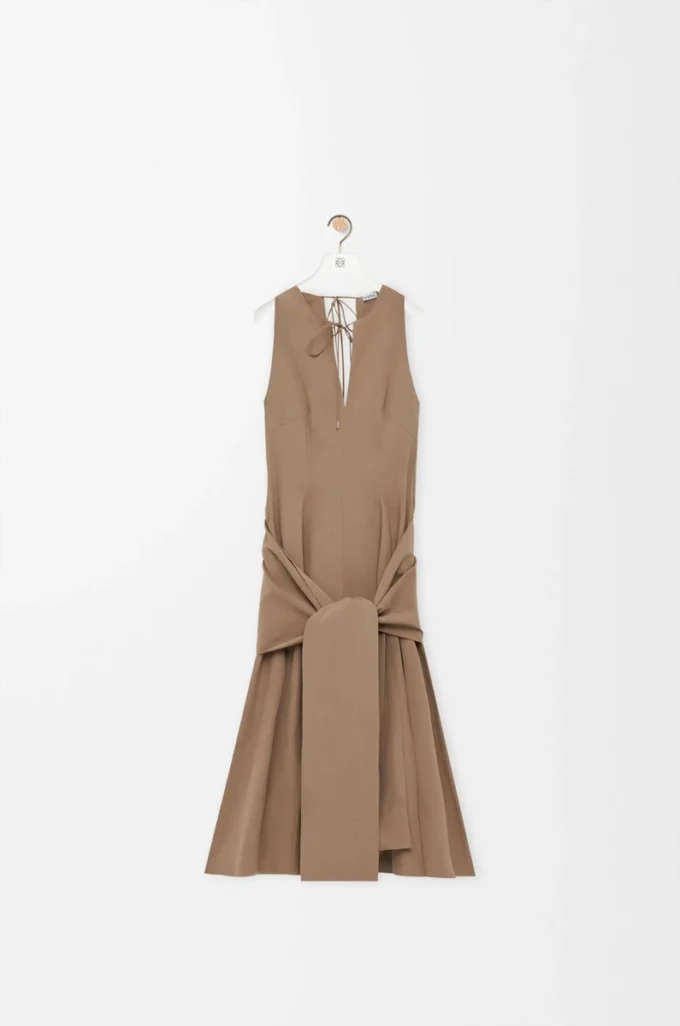 Vestido cruzado de algodón Beige
