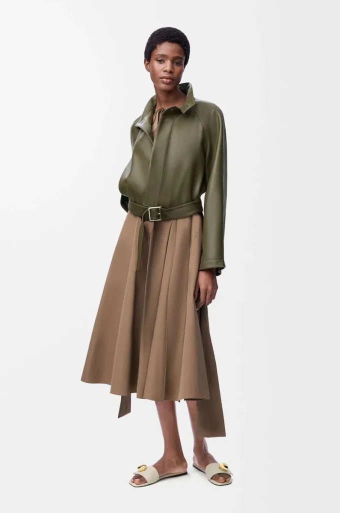 Vestido cruzado de algodón Beige