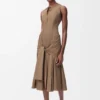 Vestido cruzado de algodón Beige